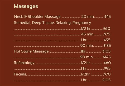 Holistic Massage Centre Servics And Pricelist