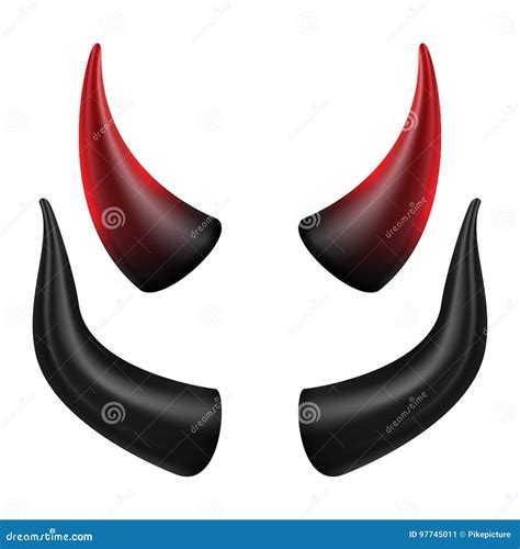 devils horns vector red luminous horn realistic red and black devil horns set isolated on