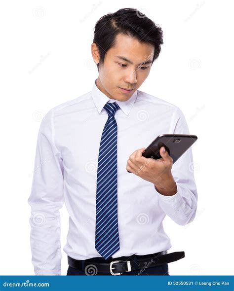 Young Business Asian Man Using His Tablet Stock Image Image Of Laptop