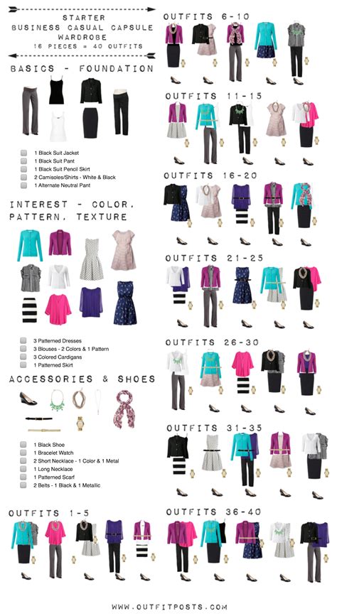 Starter Business Casual Capsule Wardrobe Checklist Como Combinar