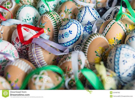 Beautiful Hand Painted Easter Eggs Stock Photo Image Of Blue April