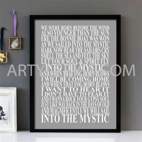 Into The Mystic Van Morrison Framed Lyrics Wall Art Design