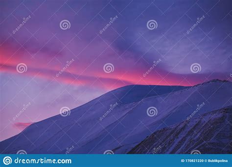 Norway Landscape Nature Of The Winter Mountains Of Spitsbergen