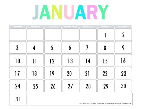 January 2021 Calendar For Instant Download 2021 Calendar Calendar