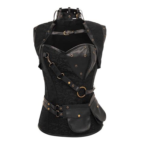 2021 black corsets steampunk women sexy goth clothing steel bones overbust gothic retro korse