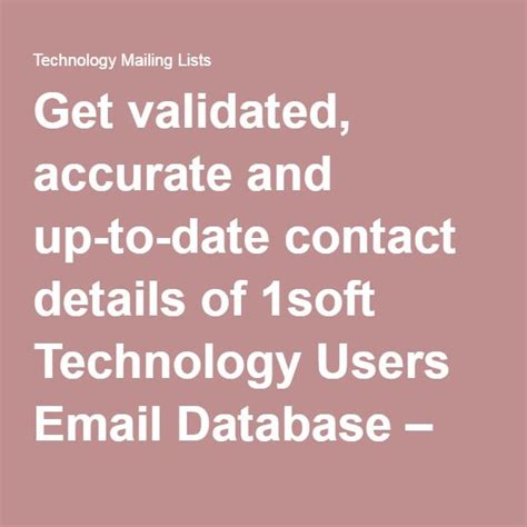 Get Validated Accurate And Up To Date Contact Details Of 1soft