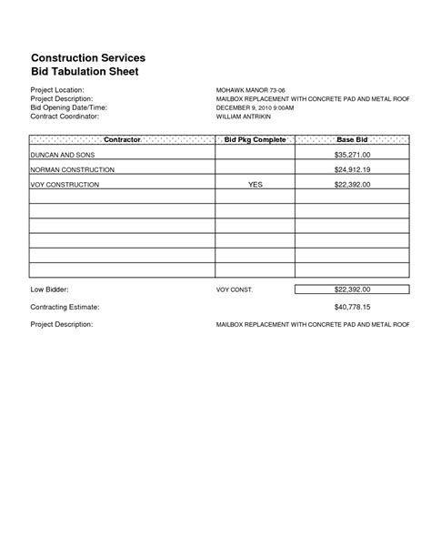 Blank Estimate Form Printable Job Estimate Template Intended For Blank