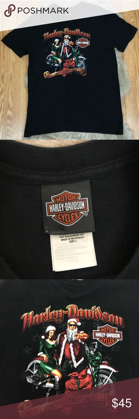 Harley Davidson Christmas Themed T Shirt Size L Harley Davidson Shirt