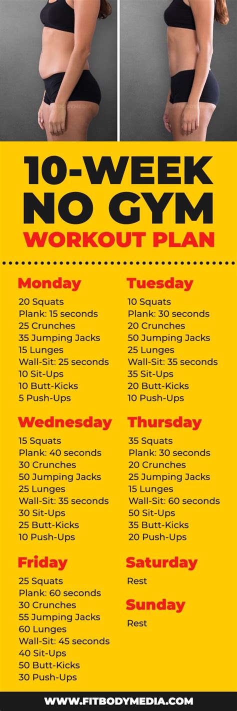 Home bodybuilding workouts for strength gain and mass gain using just a used set of dumbbells. 10 Week No-Gym Home Workout Plan | At home workout plan ...