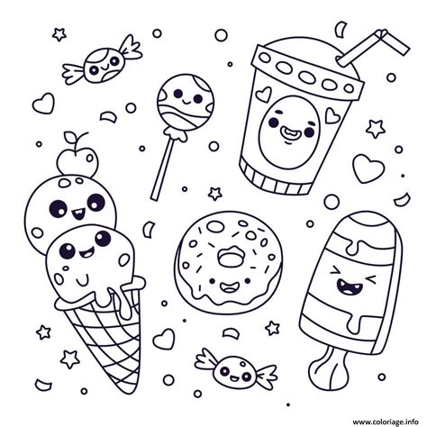 Coloriage Kawaii Glace Creme Donuts JeColorie