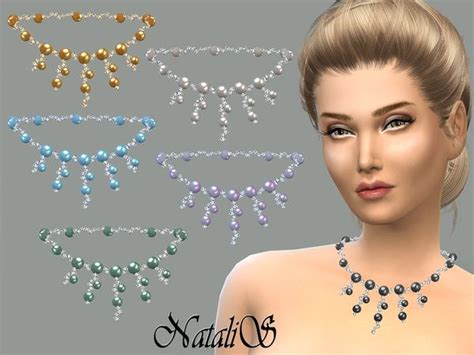 The Sims Resource Cascade Of Crystal And Pearl Necklace By Natalis