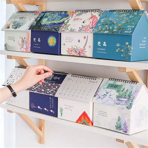 1pcs Lovely 2019 Calendar Folding House Desktop Calendar Paper Creative