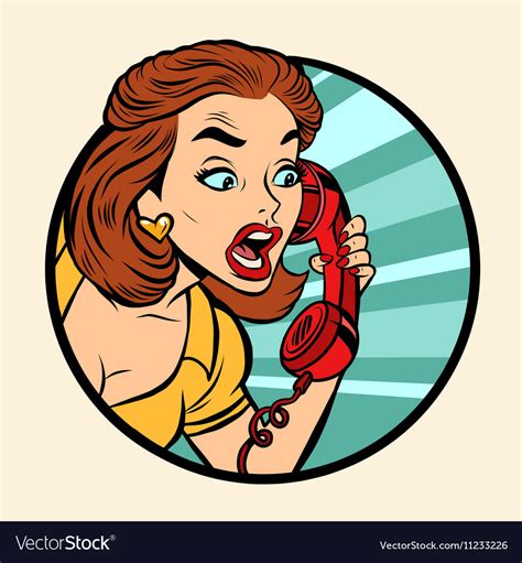 Comic Woman Talking On Retro Phone Royalty Free Vector Image