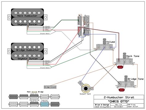 The schematic below shows the coils and their respective colors. Seymour Duncan Invader Wiring