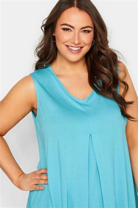 Yours 2 Pack Plus Size White And Turquoise Blue Swing Vest Tops Yours