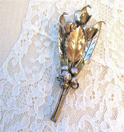 Vintage 1940s Hobé Sterling Silver Brooch Boutonniere 40s Etsy