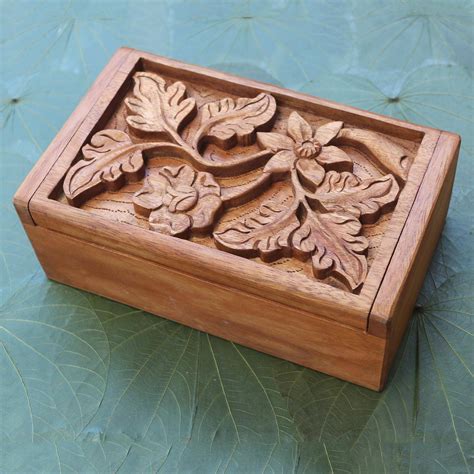This Handcarved Suar Wood Box Presented By Eka Of Bali Features A