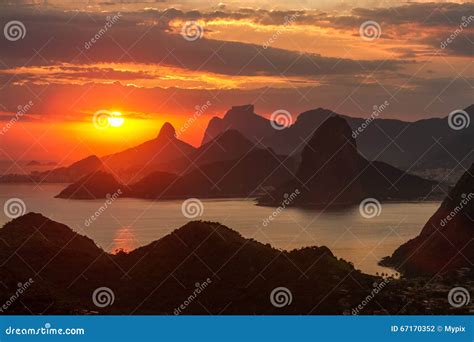 Sunset Over Rio De Janeiro Stock Photo Image Of Outdoors 67170352