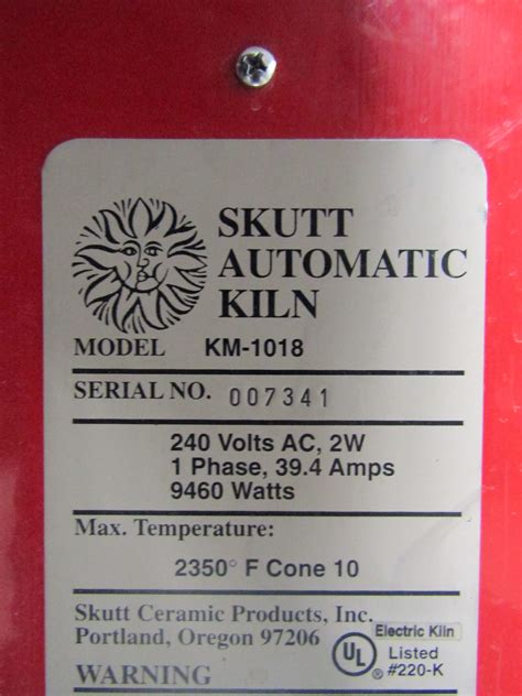 Skutt Kiln Master Km 1018 Automatic Kiln Serial 007341 240 V