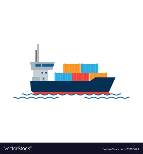 Cargo Ship With Containers In Ocean Shipping Vector Image
