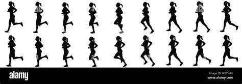Girl Run Cycle Animation Sequence Siloutte Loop Animation Sprite Sheet