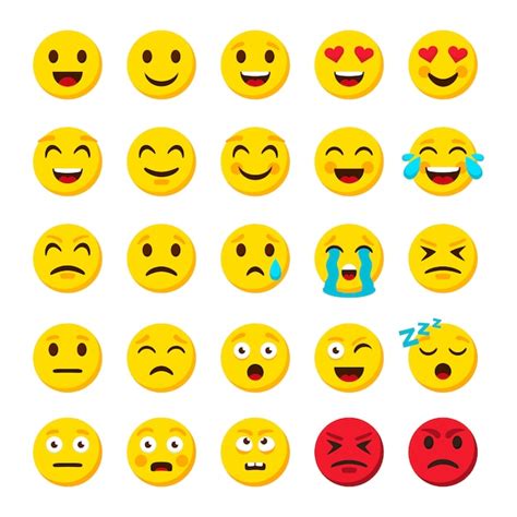 Conjunto De Emoji Emoticon Dibujos Animados Emojis Símbolos Iconos De