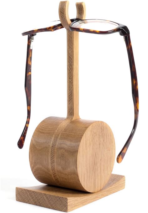 wooden eyeglass holder workspace