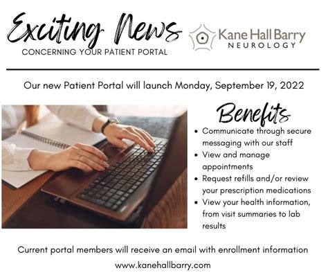 New Patient Portal Launch Kane Hall Barry Neurology