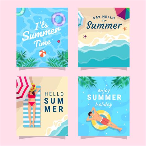 Summer Greeting Card Collection 2384292 Vector Art At Vecteezy