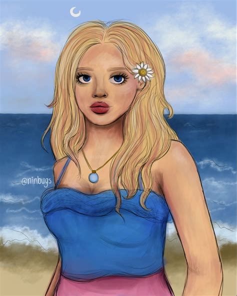 Haley From Stardew Valley Standing On The Beach Blonde Hair Blue Eyes