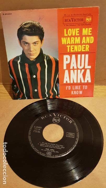 Paul Anka Love Me Warm And Tender Ep Rca Victor 1962 Mbc Discos De Vinilo