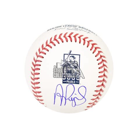 Albert Pujols Autographed Official Mlb Baseball 3000 Hits Logo Bas