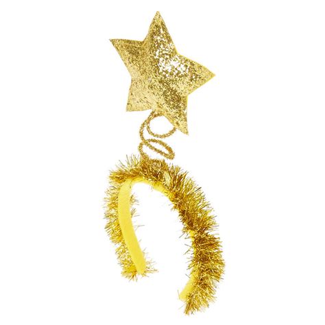 Flashing Gold Christmas Star Tinsel Headband Claires Us