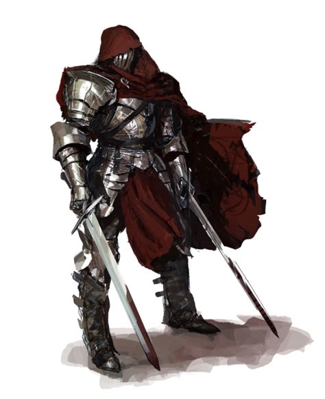 Male Human Cavalier Fighter Knight Duel Wield Longsword Pathfinder