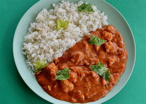 A Mild Chicken Curry With Basmati Rice Stock Image Image Of Diced