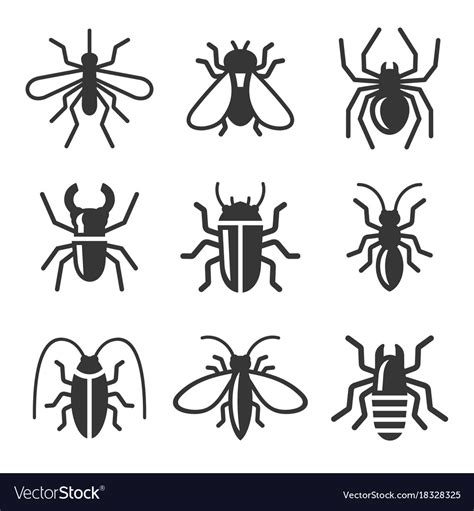 Beetle Insect And Bug Icons Set Royalty Free Vector Image