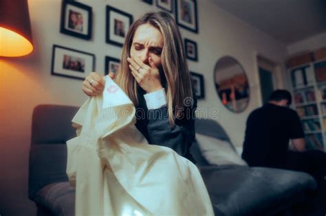 Crying Woman Discovering Proof Of Adultery Deciding To Divorce Her Husband Stock Image Image