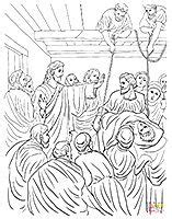 Add this coloring page to your cart and checkout for free to download the printable pdf file. Coloring page of Mark 2:1-12 | Christian coloring, Bible ...