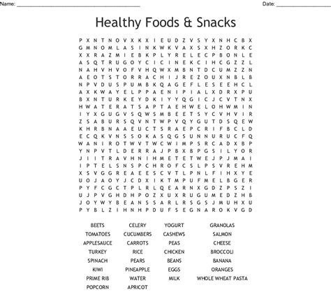 Healthy Foods And Snacks Word Search Wordmint