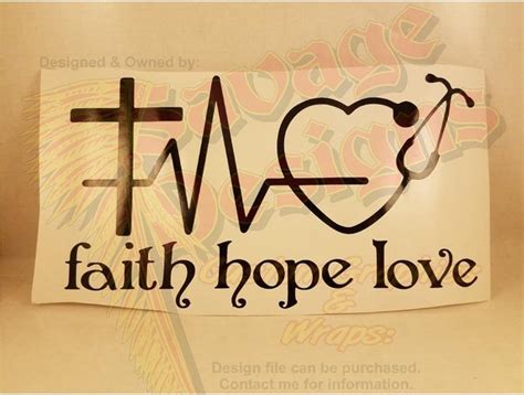 Items Similar To Faith Hope And Love Vinyl Decal With A Cross Heart