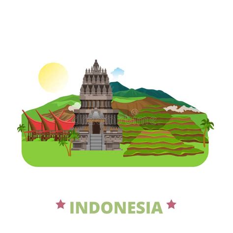 Van Het Het Ontwerpmalplaatje Van Het Land Van Indonesië Vlak Het