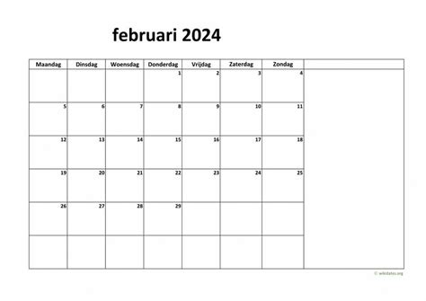 Kalender Februari 2024 Niederlande