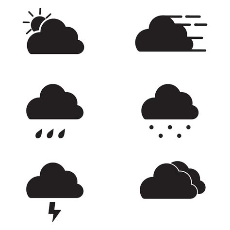 Premium Vector Set Of Outline Weather Icons Black And White Icons