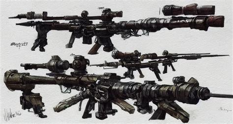 Concept Art Of A Sniper Rifle In Futuristic Fantasy Stable