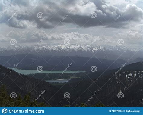 Lake Walchensee View From Herzogstand Mountain In Bavaria Germany