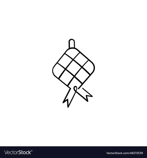 Ketupat Line Style Icon Design Royalty Free Vector Image