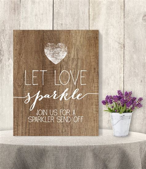 Let Love Sparkle Wedding Sparkler Sign Diy Rustic Wood Etsy