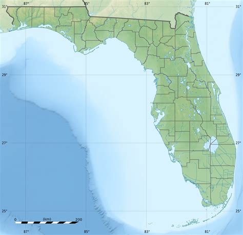 Usa Florida Relief Map •
