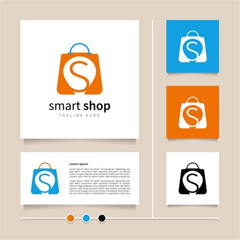 Smart shop, shopping bag logo and online shop logo design.. Blue orange