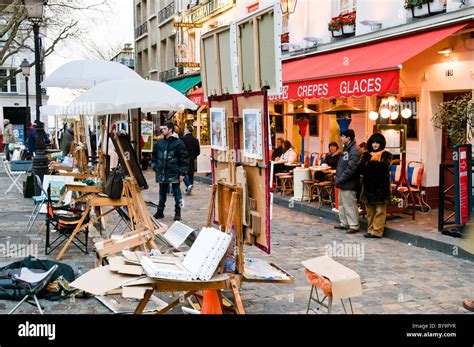 Maler In Place Du Tertre Montmartre Paris Frankreich Stockfotografie